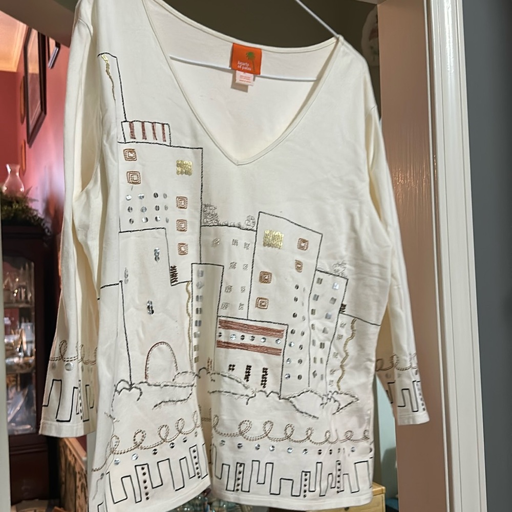 Ladies embellished pullover top